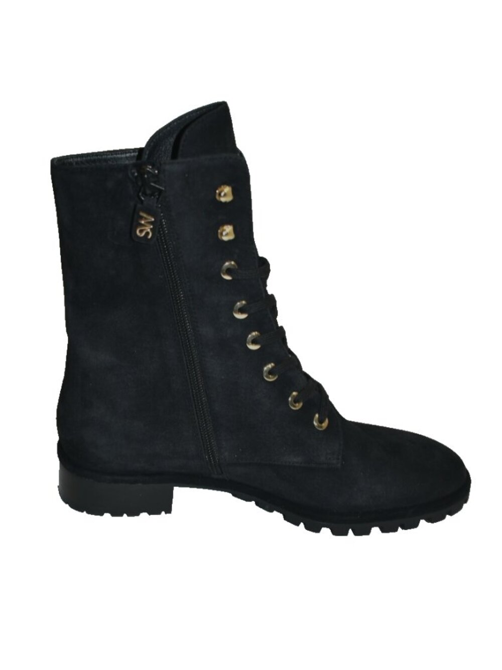 New! Stuart Weitzman Women's Black Laine Suede Combat Boot Size 8 DD33